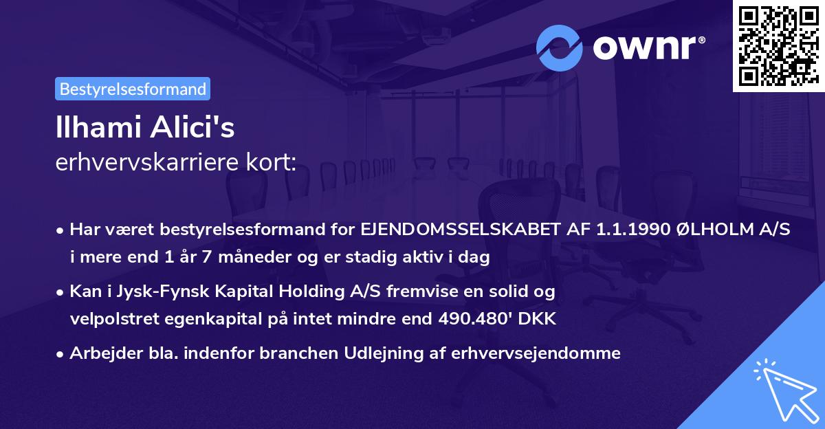 Ilhami Alici's erhvervskarriere kort