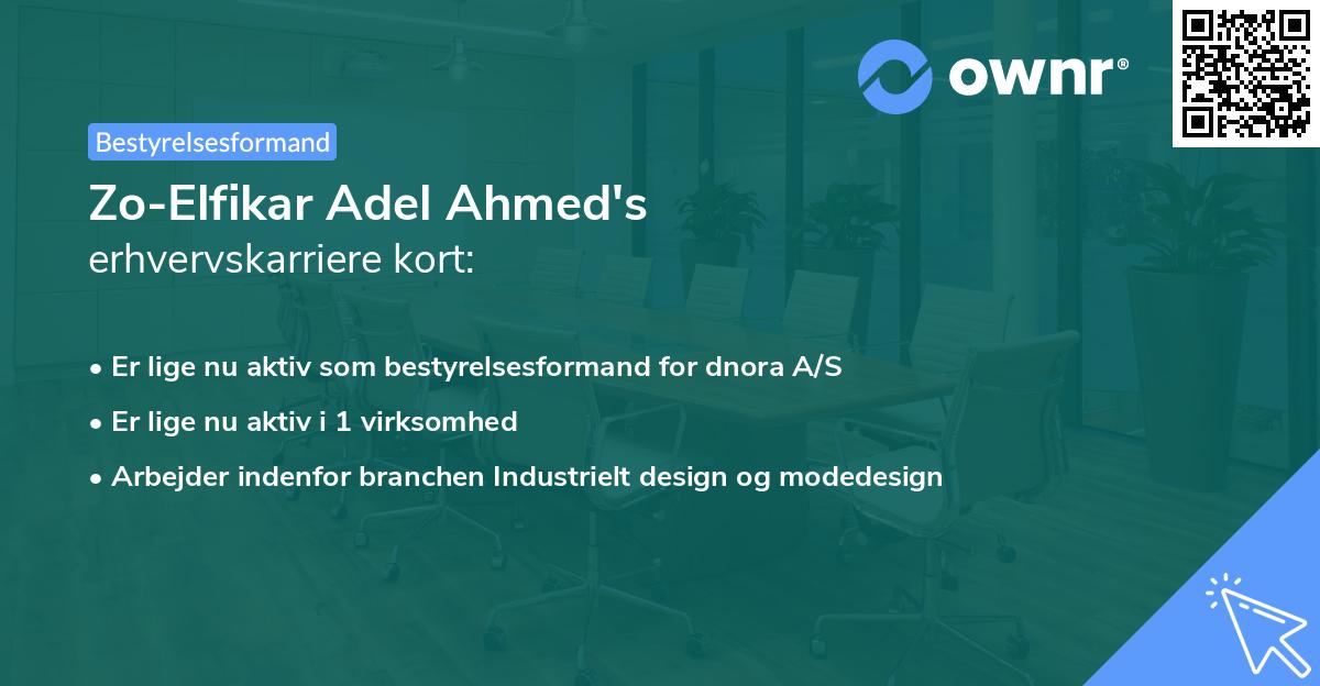 Zo-Elfikar Adel Ahmed's erhvervskarriere kort