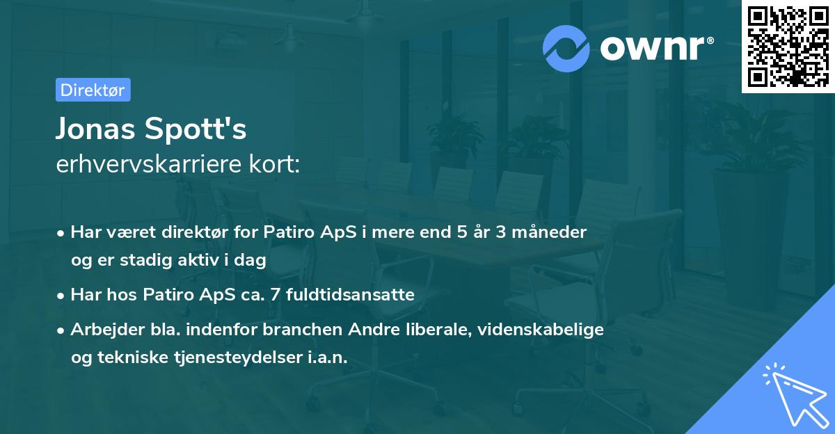 Jonas Spott's erhvervskarriere kort