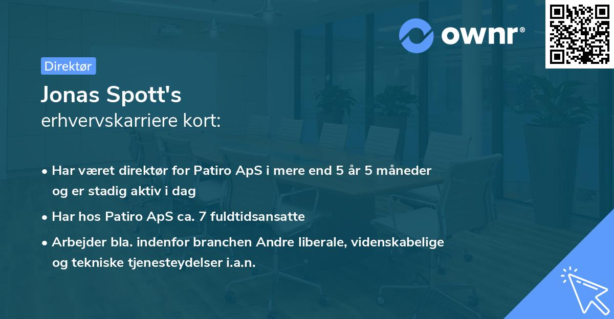 Jonas Spott's erhvervskarriere kort