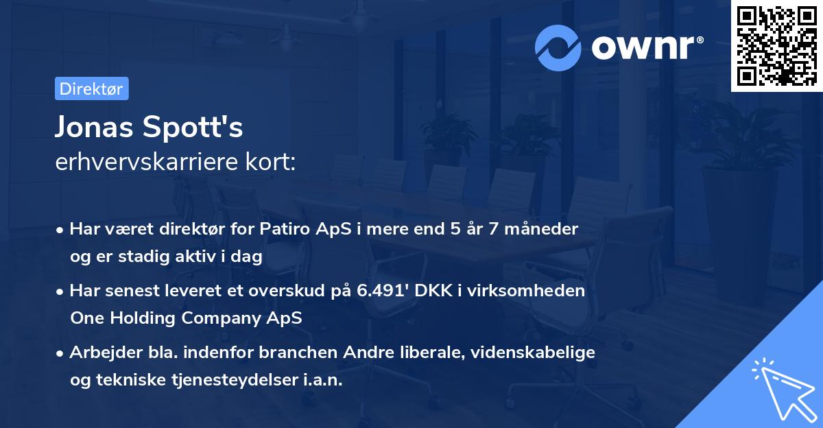 Jonas Spott's erhvervskarriere kort