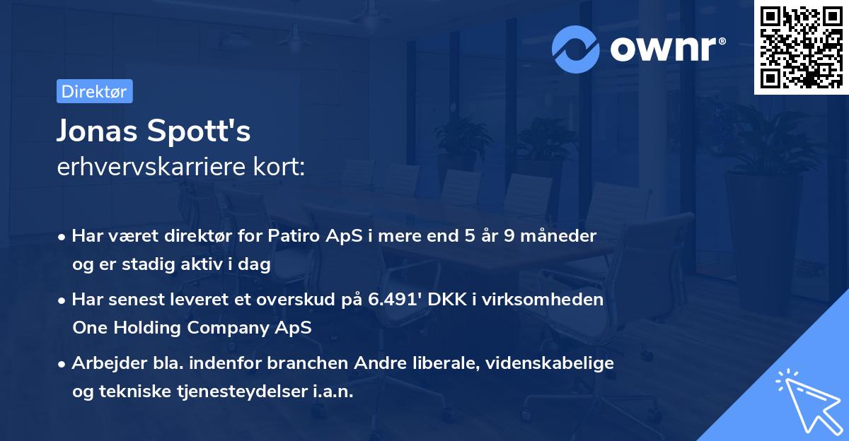 Jonas Spott's erhvervskarriere kort