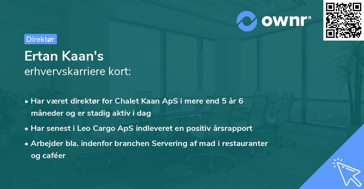 Ertan Kaan's erhvervskarriere kort