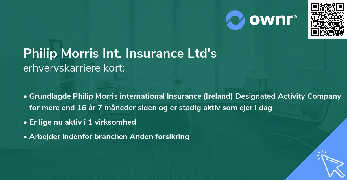 Philip Morris Int. Insurance Ltd's erhvervskarriere kort