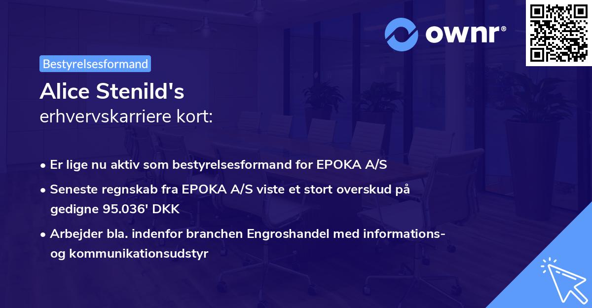 Alice Stenild's erhvervskarriere kort
