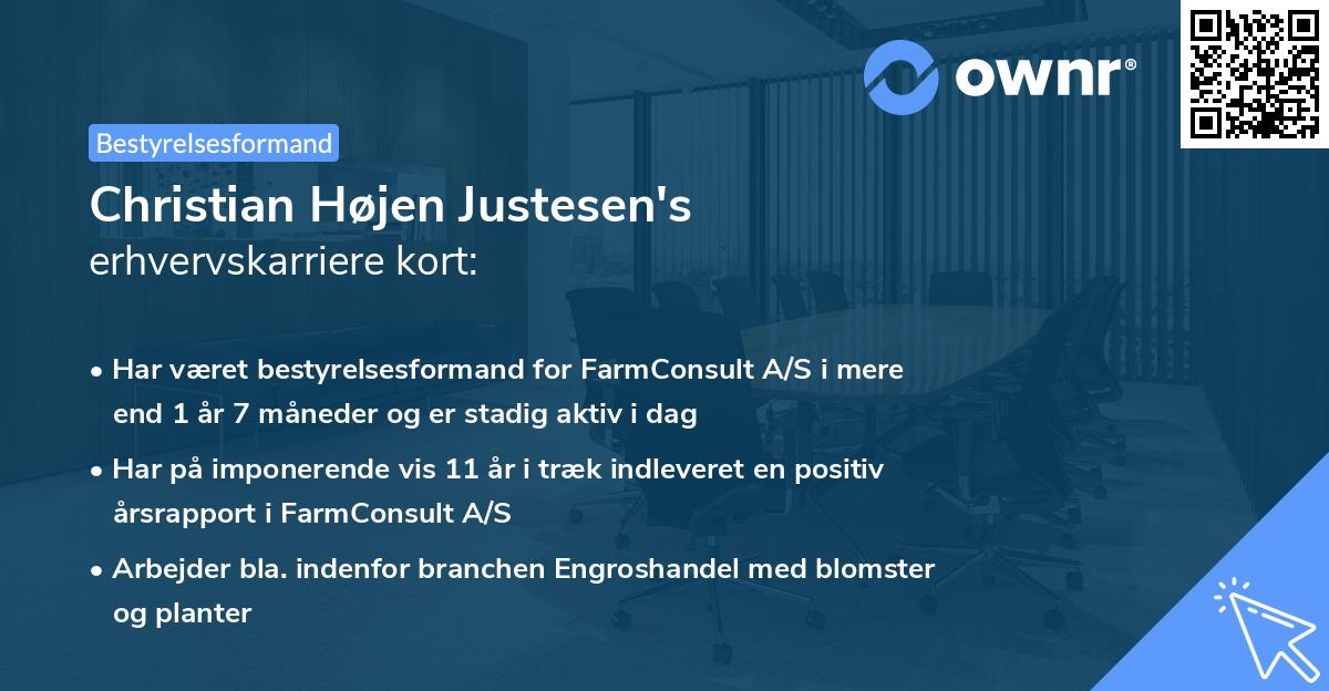 Christian Højen Justesen's erhvervskarriere kort