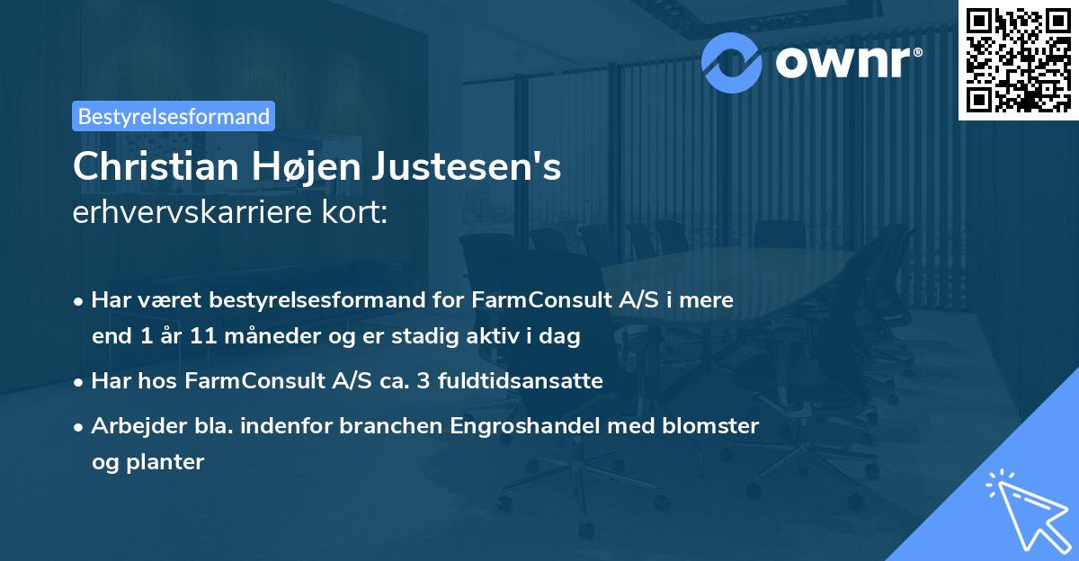 Christian Højen Justesen's erhvervskarriere kort