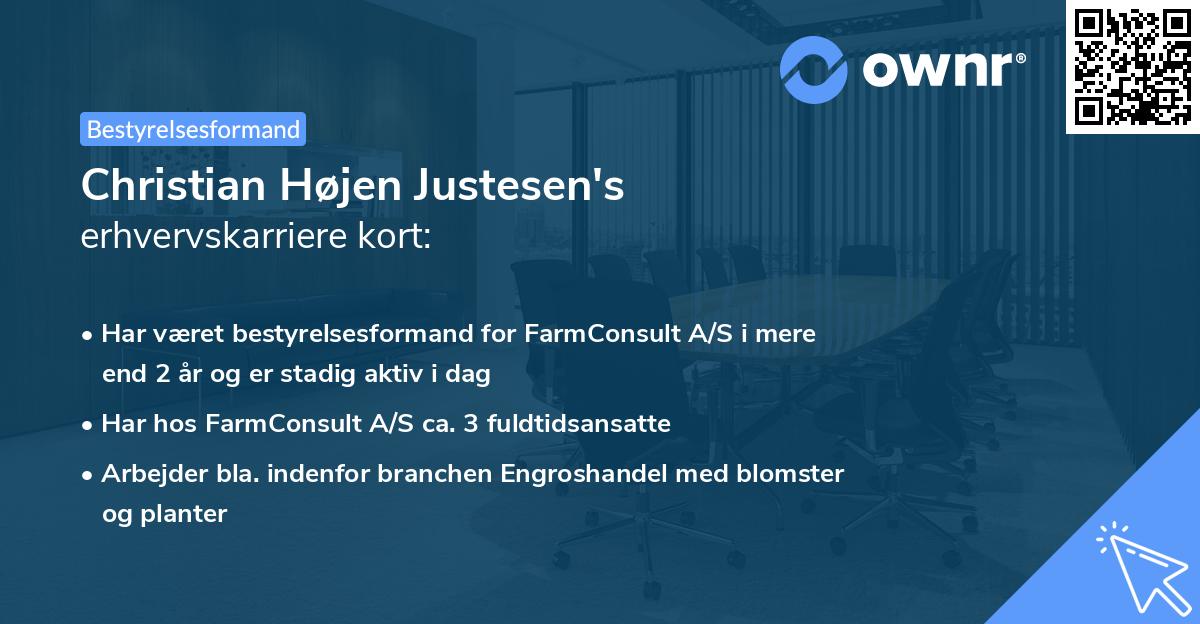 Christian Højen Justesen's erhvervskarriere kort