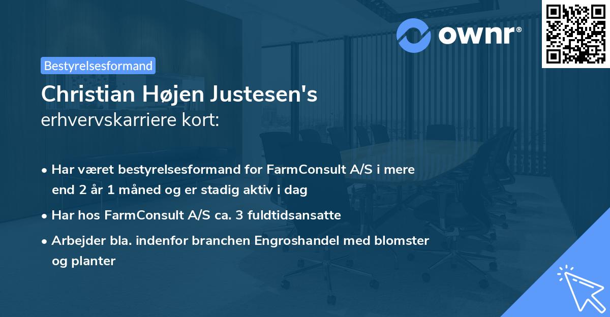 Christian Højen Justesen's erhvervskarriere kort