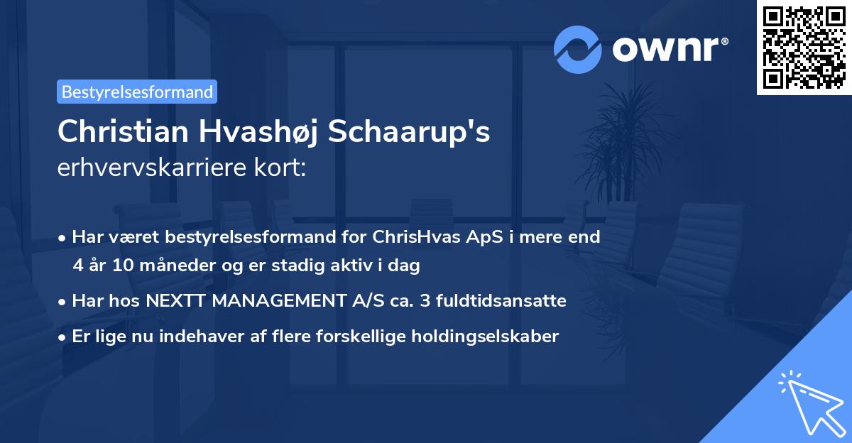 Christian Hvashøj Schaarup's erhvervskarriere kort