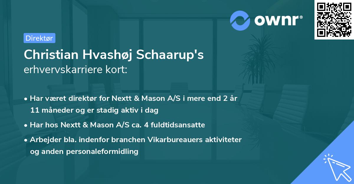 Christian Hvashøj Schaarup's erhvervskarriere kort