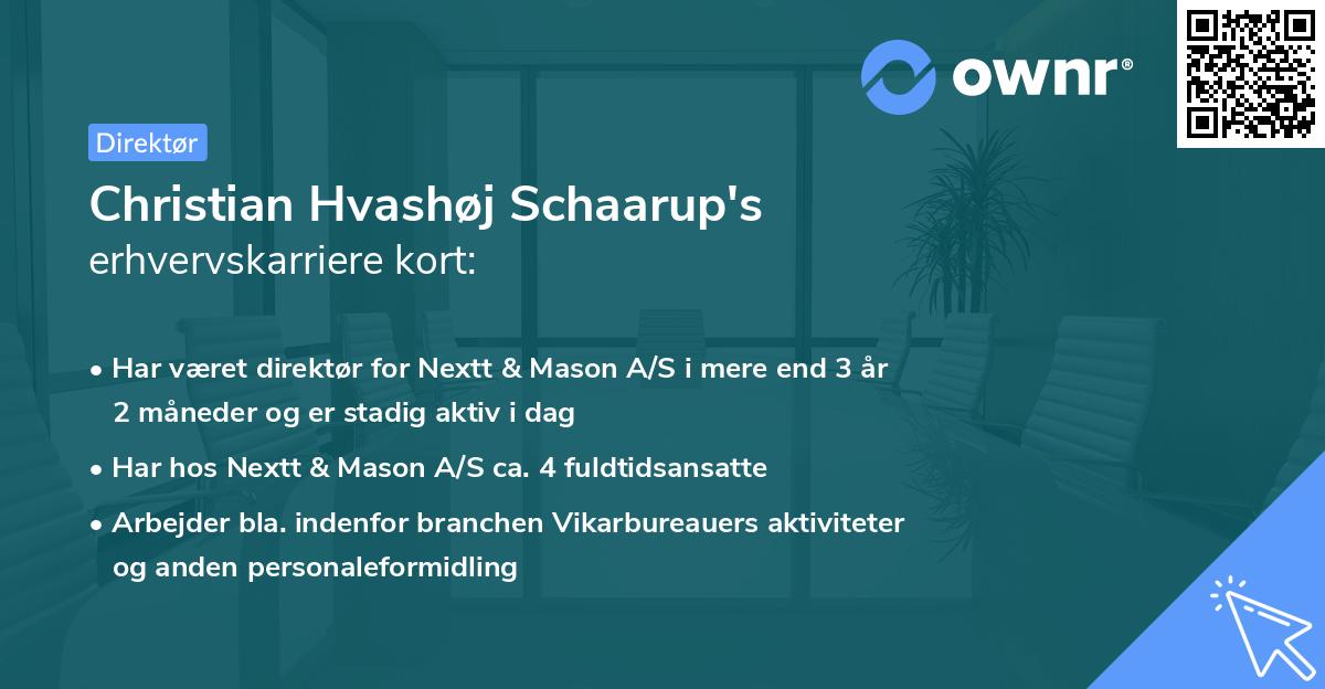 Christian Hvashøj Schaarup's erhvervskarriere kort