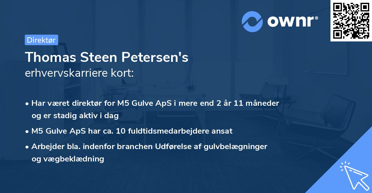 Thomas Steen Petersen's erhvervskarriere kort
