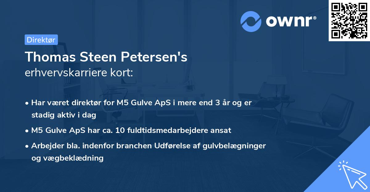 Thomas Steen Petersen's erhvervskarriere kort