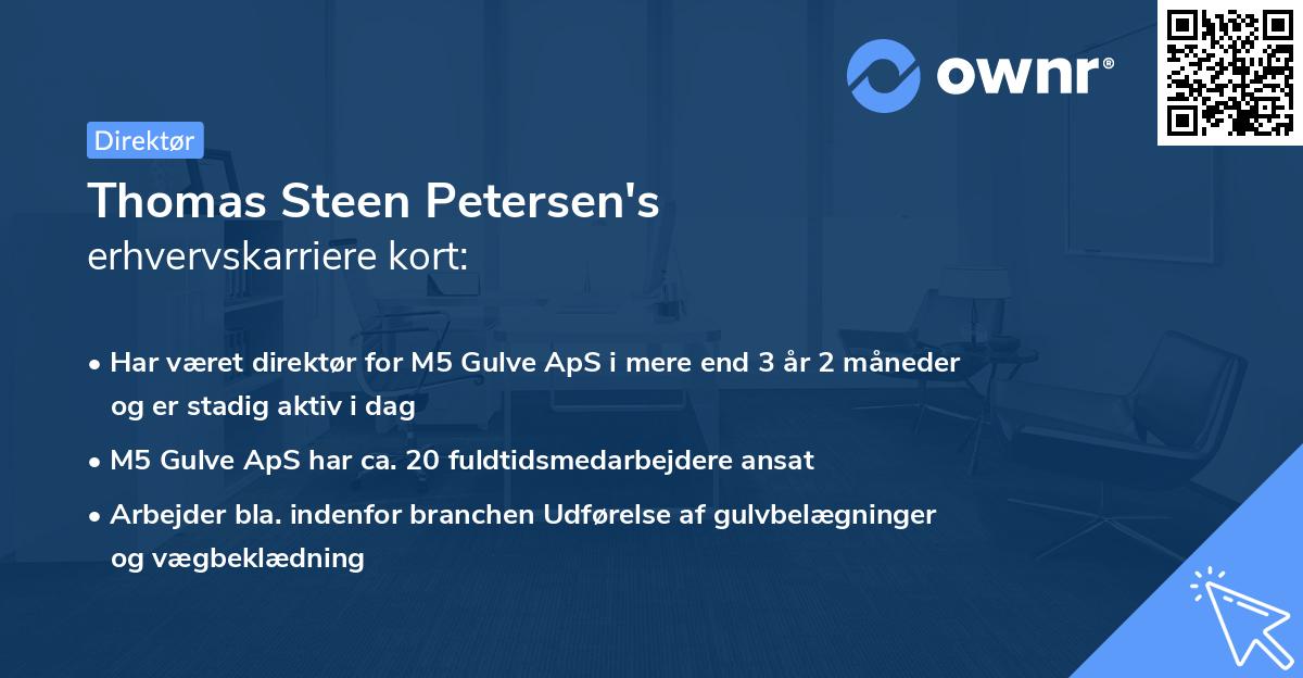 Thomas Steen Petersen's erhvervskarriere kort