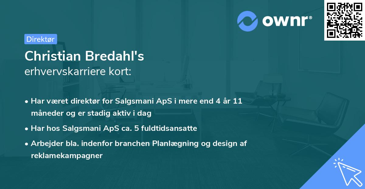 Christian Bredahl's erhvervskarriere kort