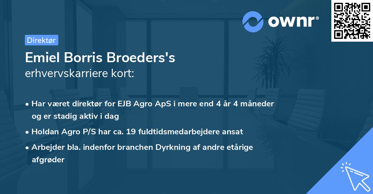 Emiel Borris Broeders's erhvervskarriere kort