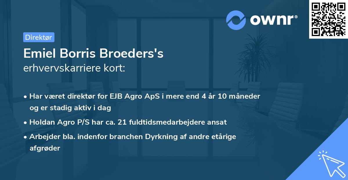 Emiel Borris Broeders's erhvervskarriere kort