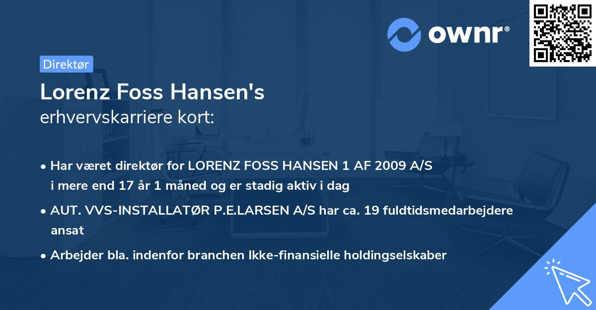 Lorenz Foss Hansen's erhvervskarriere kort