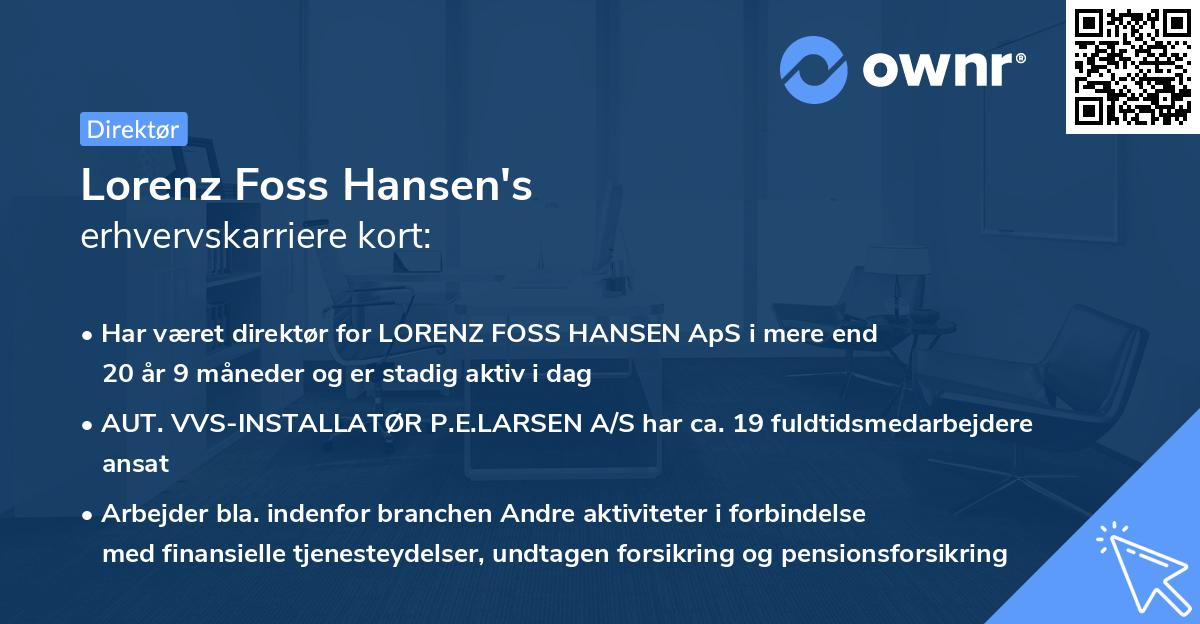 Lorenz Foss Hansen's erhvervskarriere kort