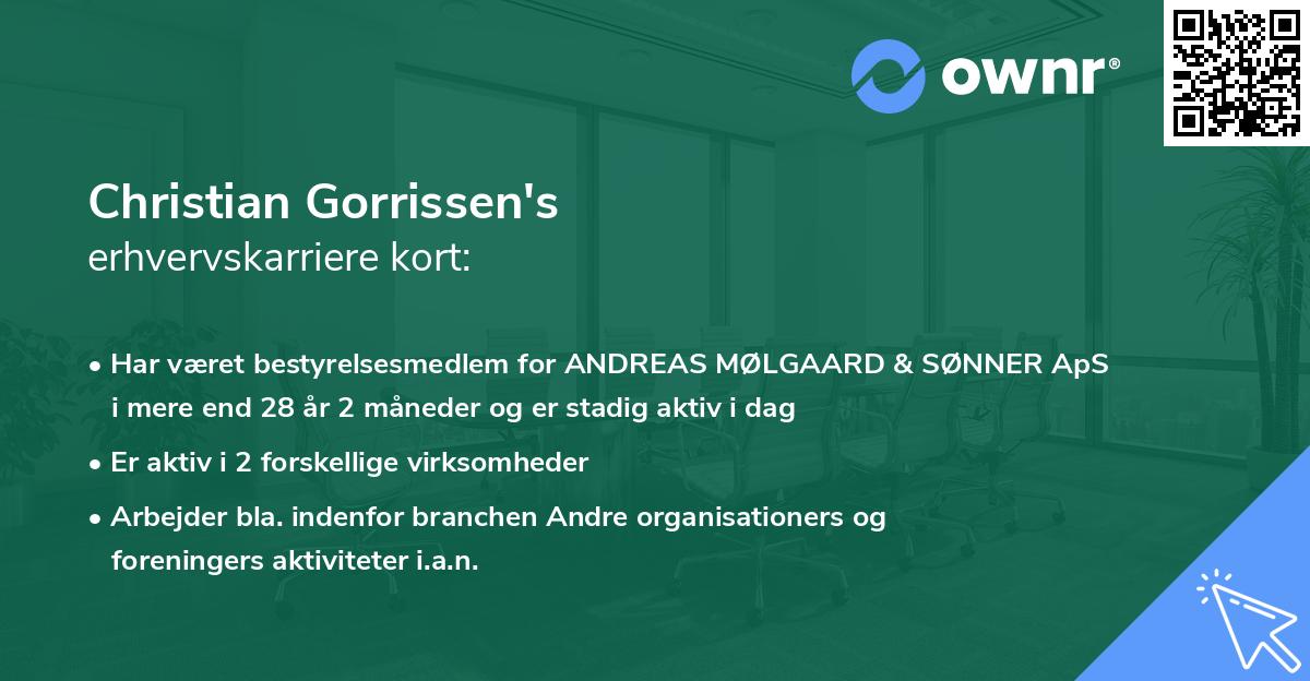 Christian Gorrissen's erhvervskarriere kort
