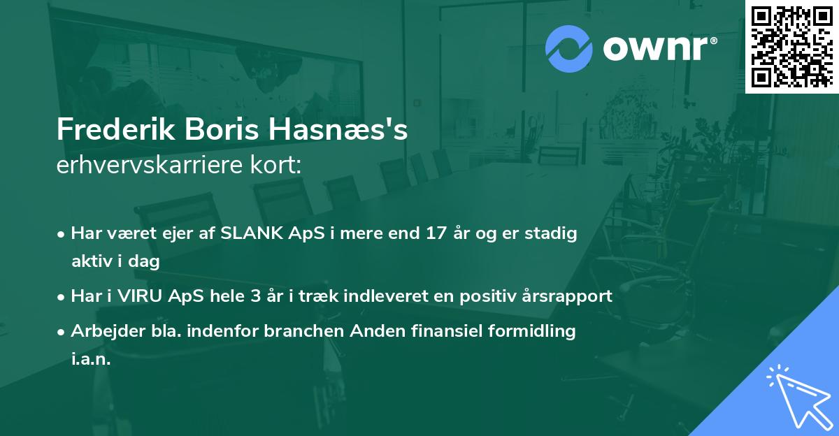 Frederik Boris Hasnæs's erhvervskarriere kort