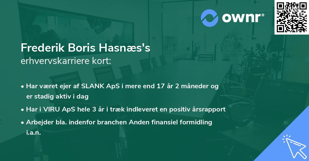 Frederik Boris Hasnæs's erhvervskarriere kort