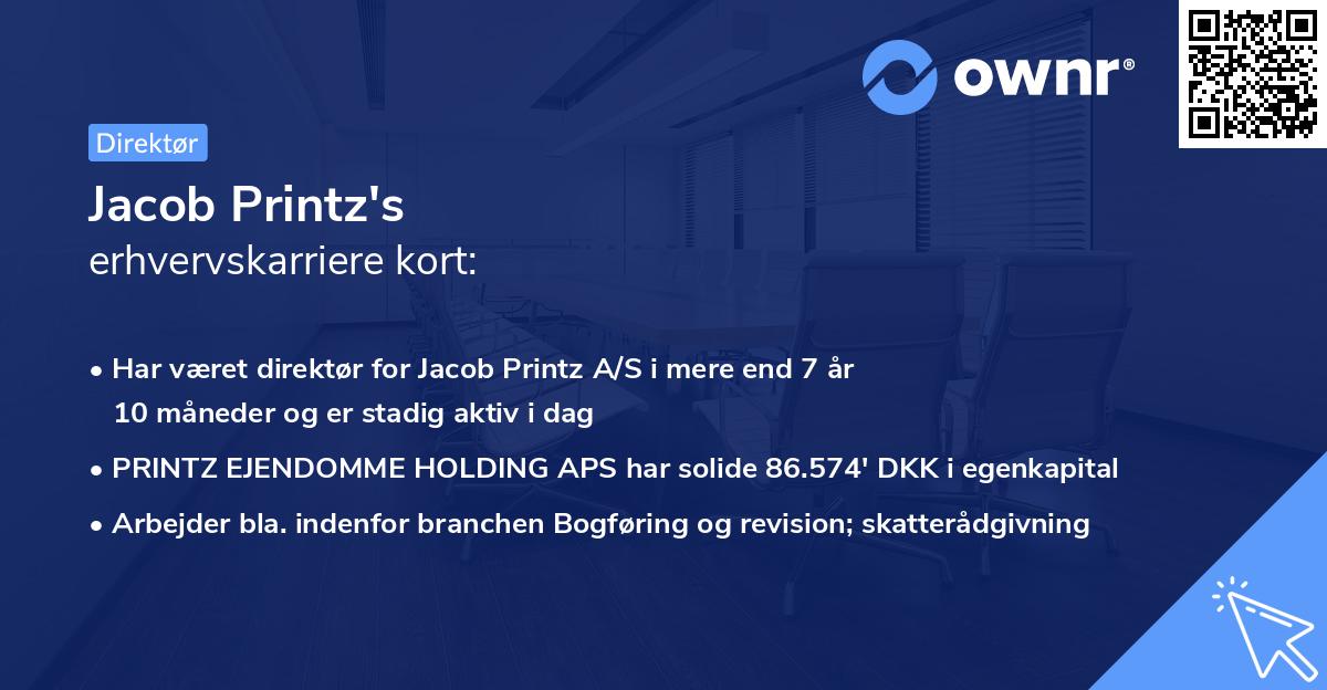 Jacob Printz's erhvervskarriere kort