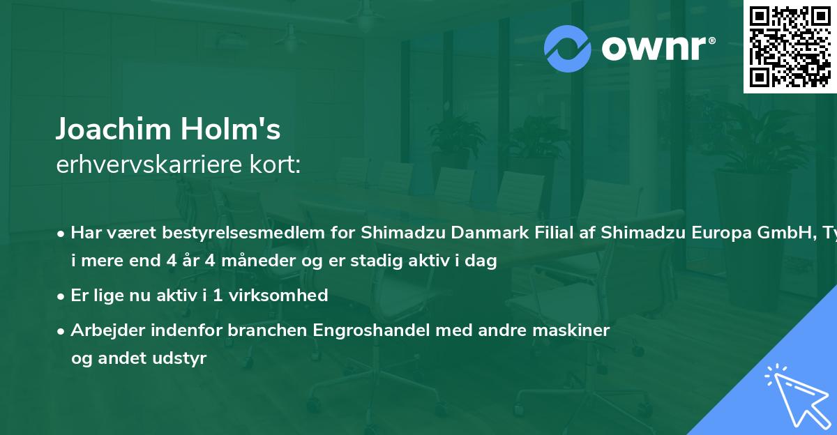 Joachim Holm's erhvervskarriere kort