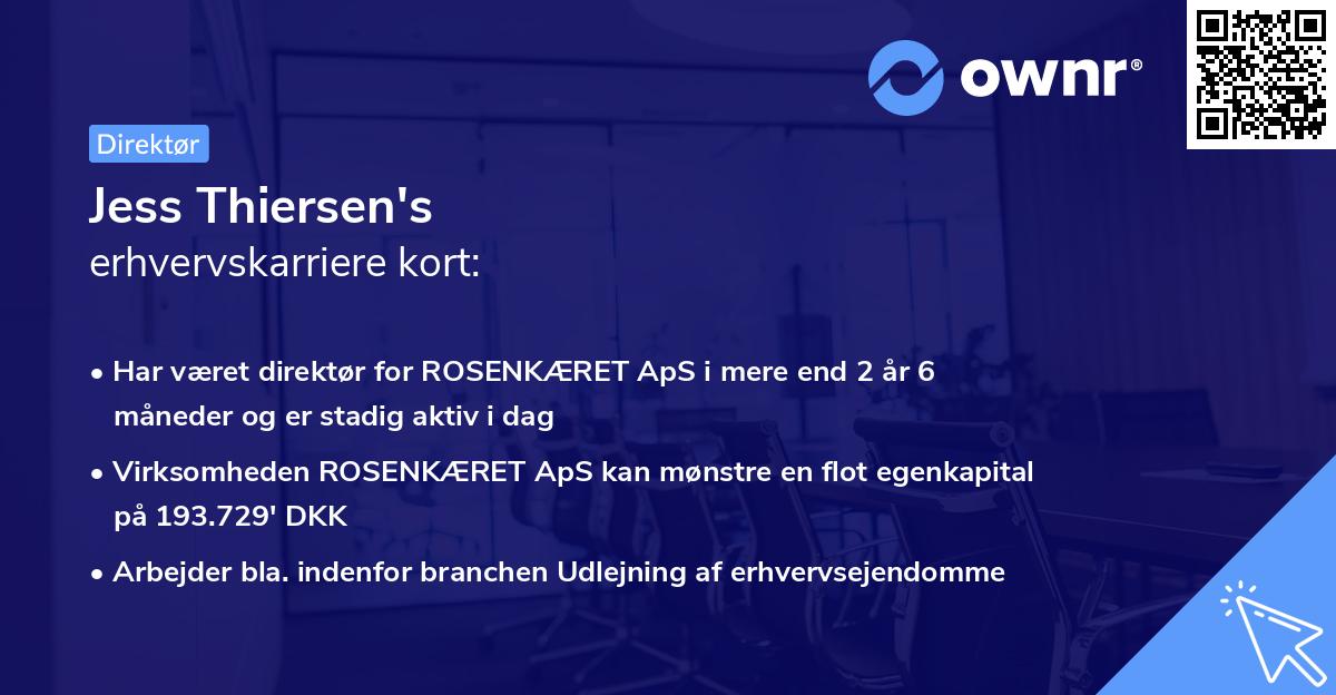 Jess Thiersen's erhvervskarriere kort