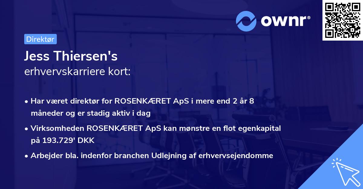 Jess Thiersen's erhvervskarriere kort