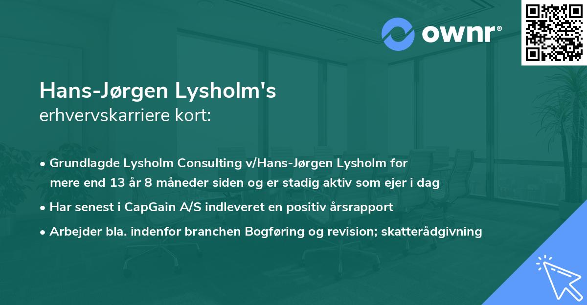 Hans-Jørgen Lysholm's erhvervskarriere kort