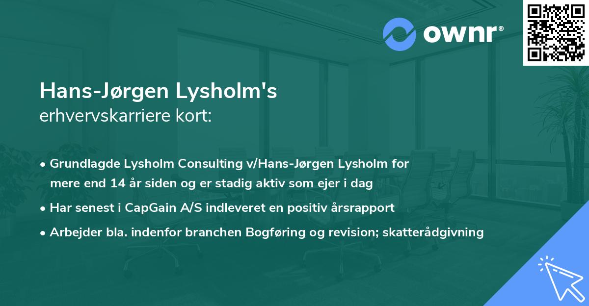 Hans-Jørgen Lysholm's erhvervskarriere kort
