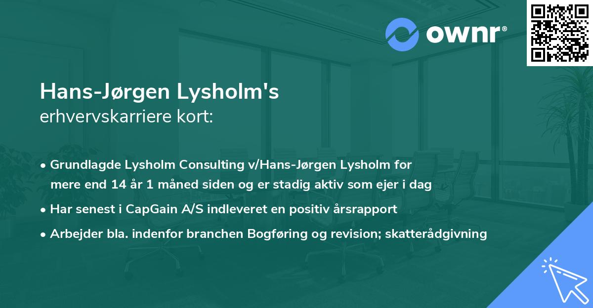 Hans-Jørgen Lysholm's erhvervskarriere kort