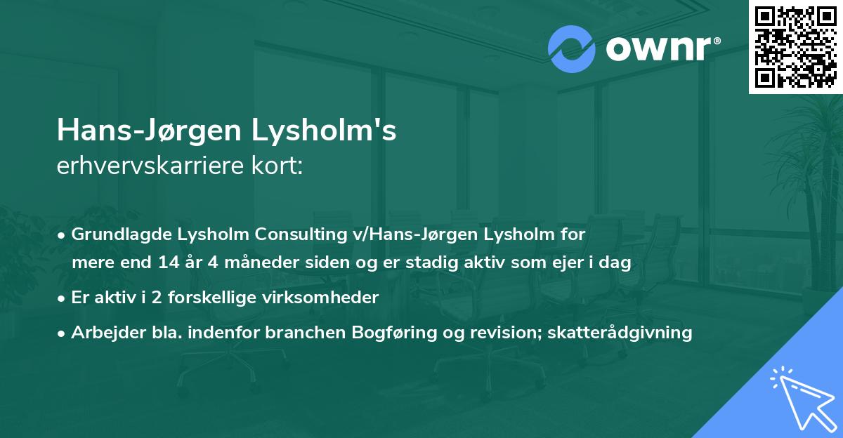 Hans-Jørgen Lysholm's erhvervskarriere kort