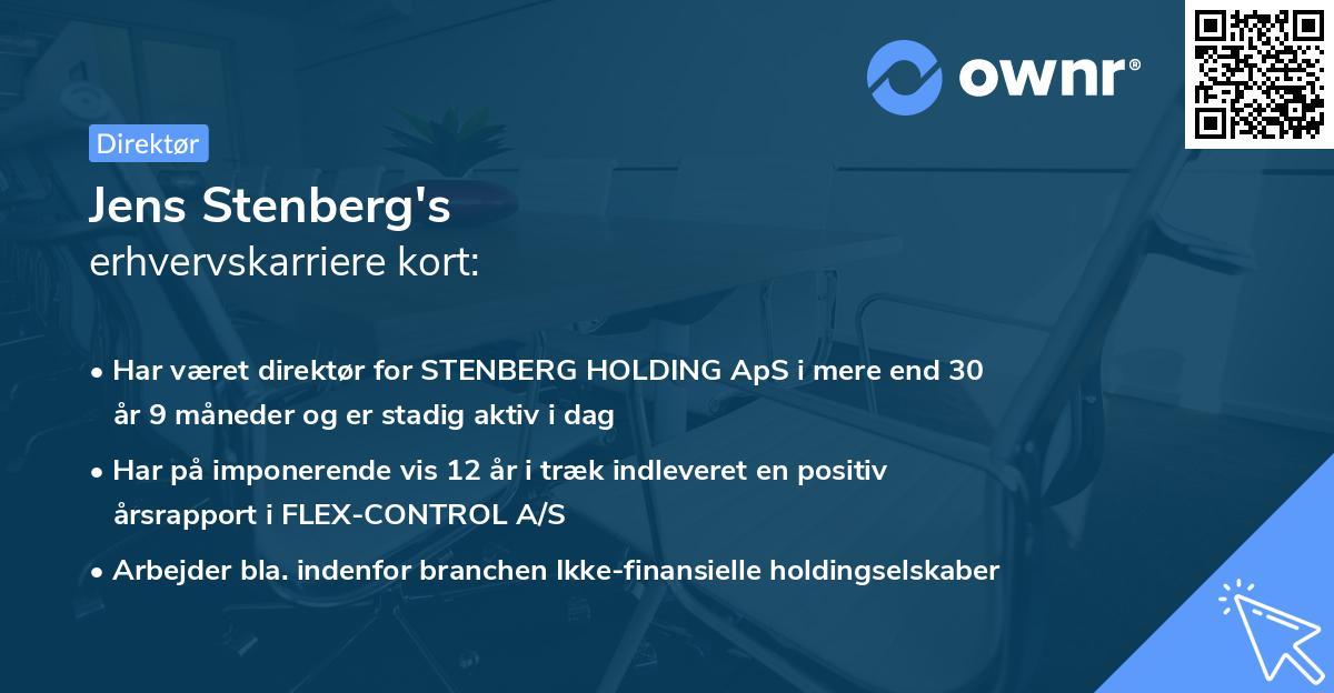 Jens Stenberg's erhvervskarriere kort