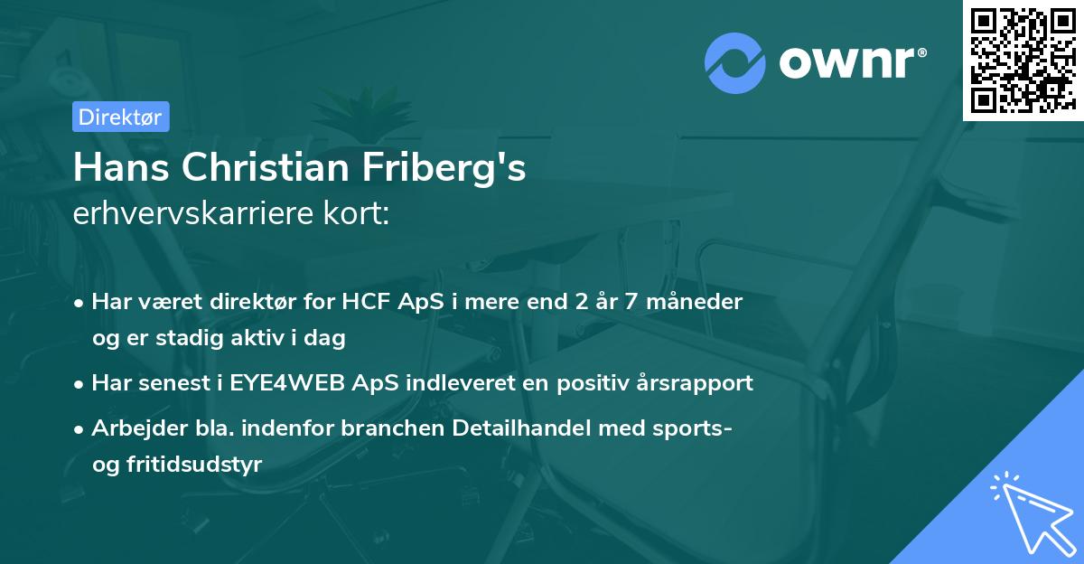 Hans Christian Friberg's erhvervskarriere kort