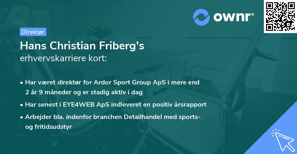 Hans Christian Friberg's erhvervskarriere kort