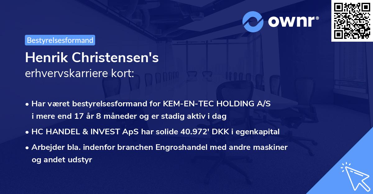 Henrik Christensen's erhvervskarriere kort