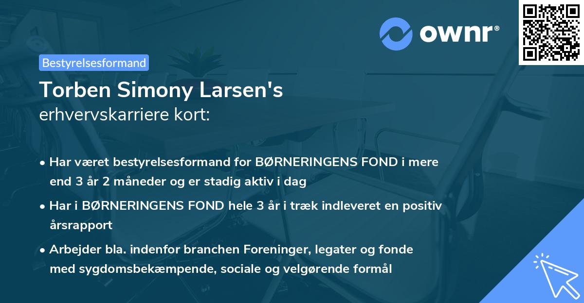 Torben Simony Larsen's erhvervskarriere kort