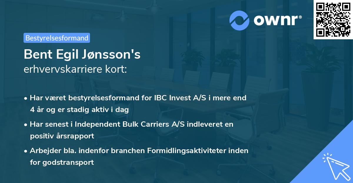 Bent Egil Jønsson's erhvervskarriere kort