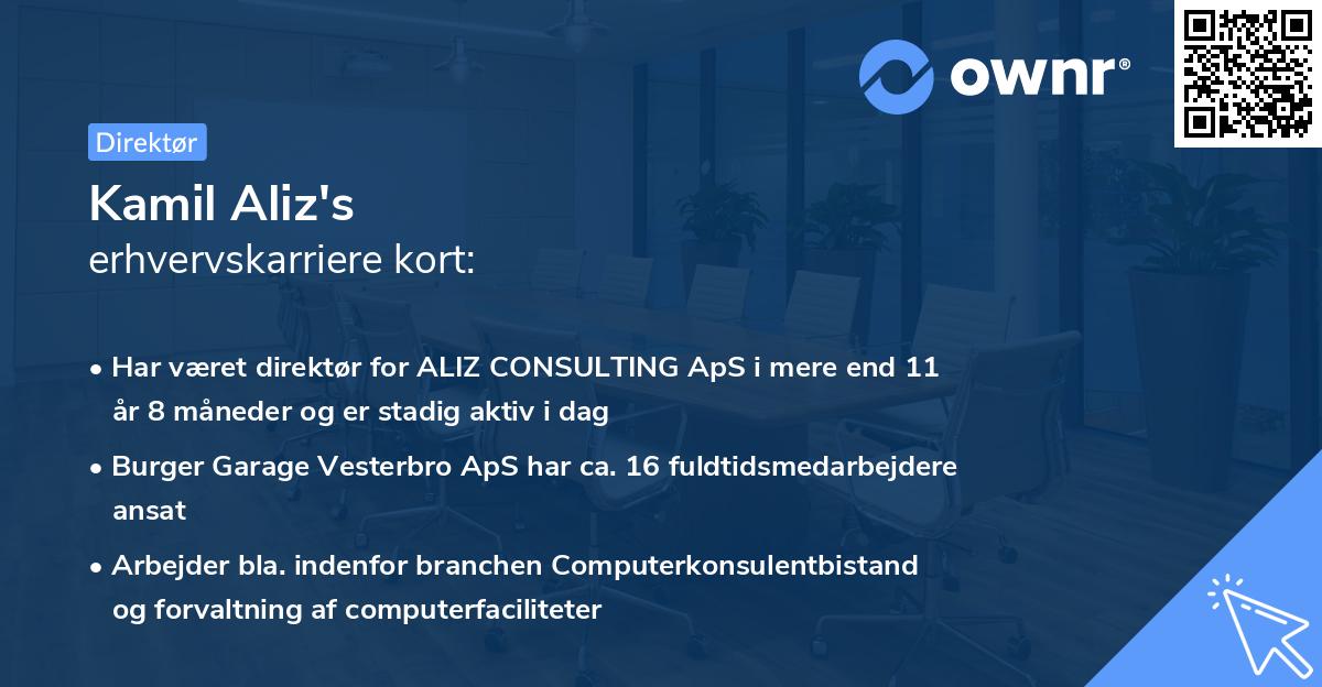 Kamil Aliz's erhvervskarriere kort