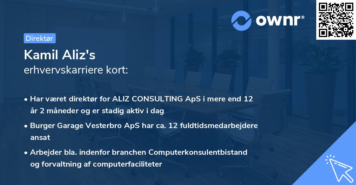 Kamil Aliz's erhvervskarriere kort