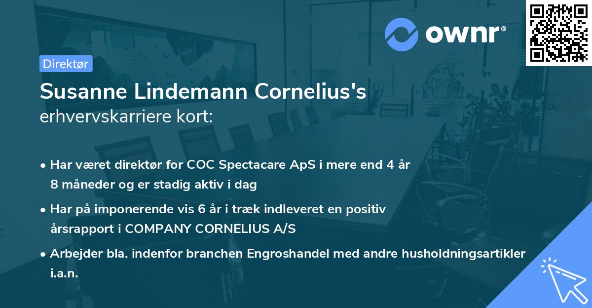 Susanne Lindemann Cornelius's erhvervskarriere kort