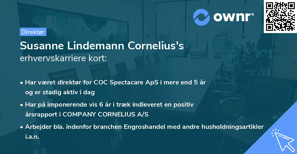 Susanne Lindemann Cornelius's erhvervskarriere kort