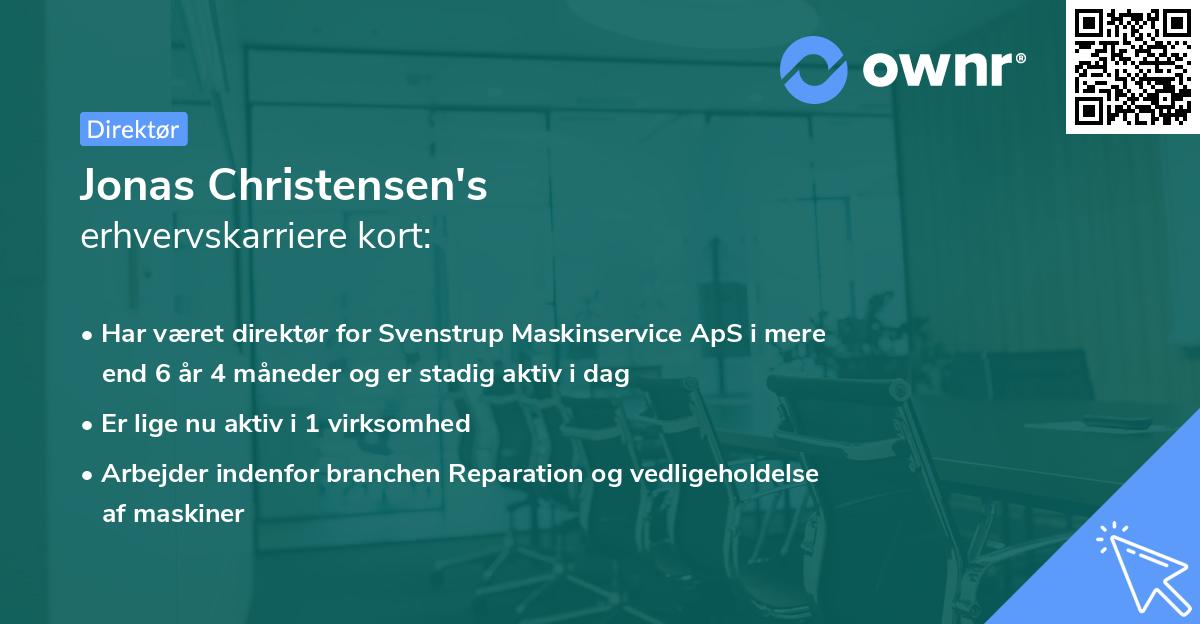 Jonas Christensen's erhvervskarriere kort
