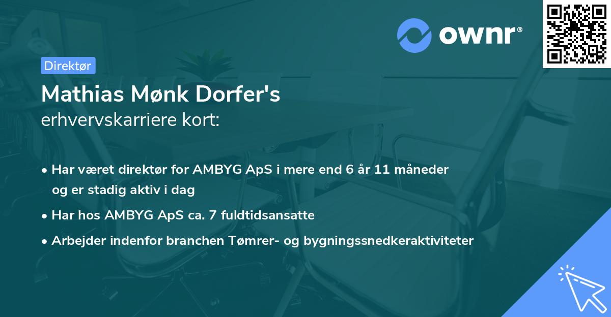 Mathias Mønk Dorfer's erhvervskarriere kort