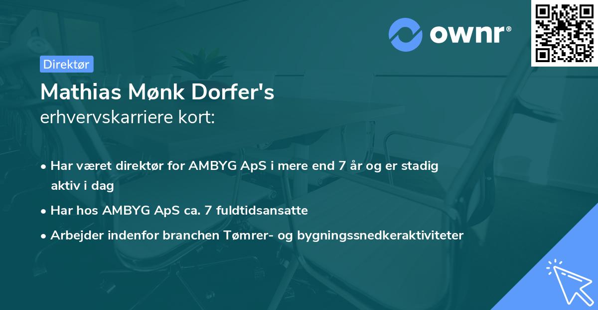 Mathias Mønk Dorfer's erhvervskarriere kort
