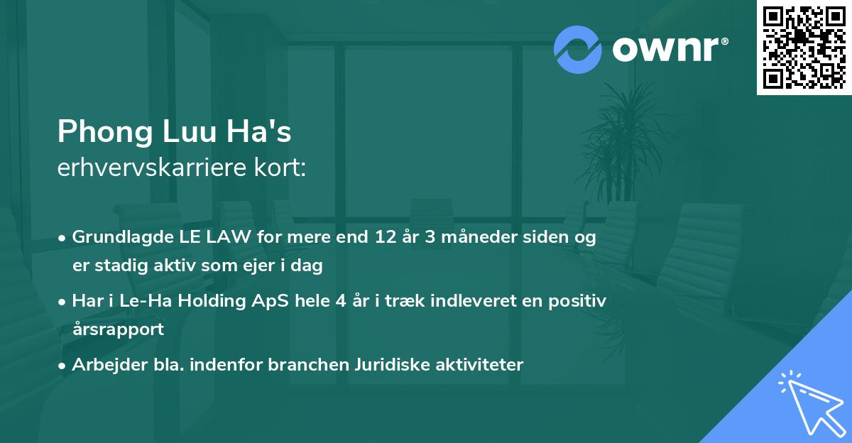 Phong Luu Ha's erhvervskarriere kort