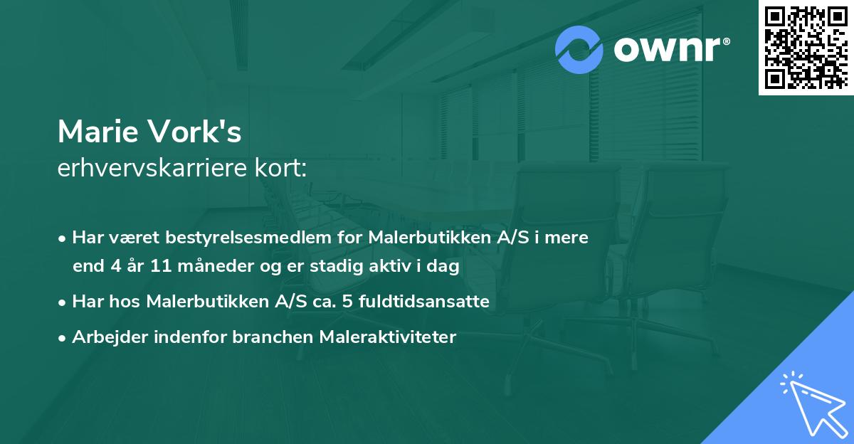 Marie Vork's erhvervskarriere kort